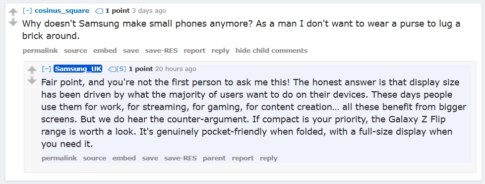Resposta da Samsung no Reino Unido no Reddit AMA (2)