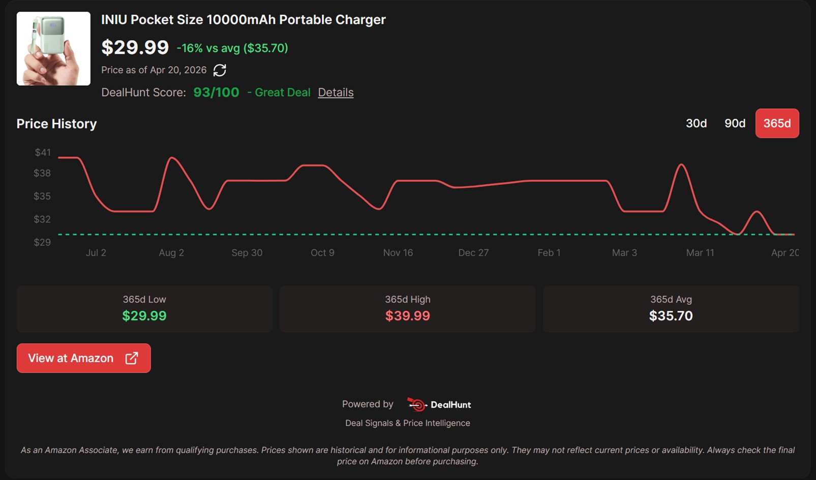 Rastreador de preços de carregador portátil de tamanho de bolso INIU 10000mAh