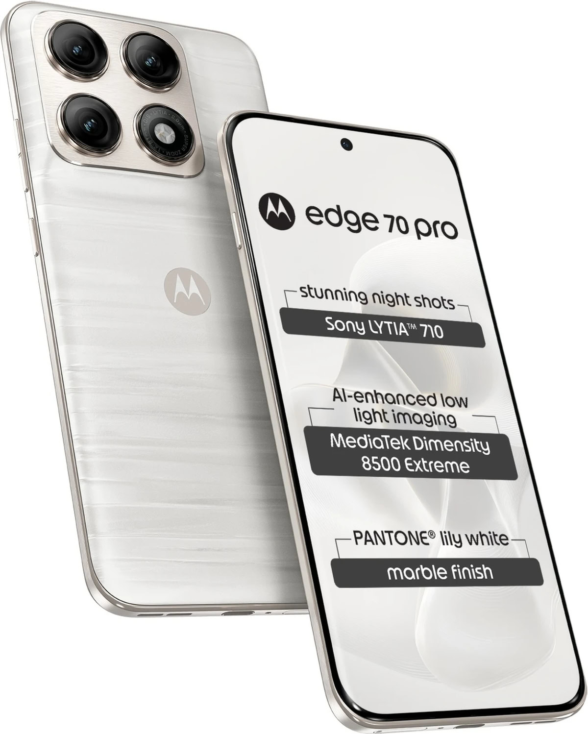 Moto Edge 70 Pro Pantone Lírio Branco