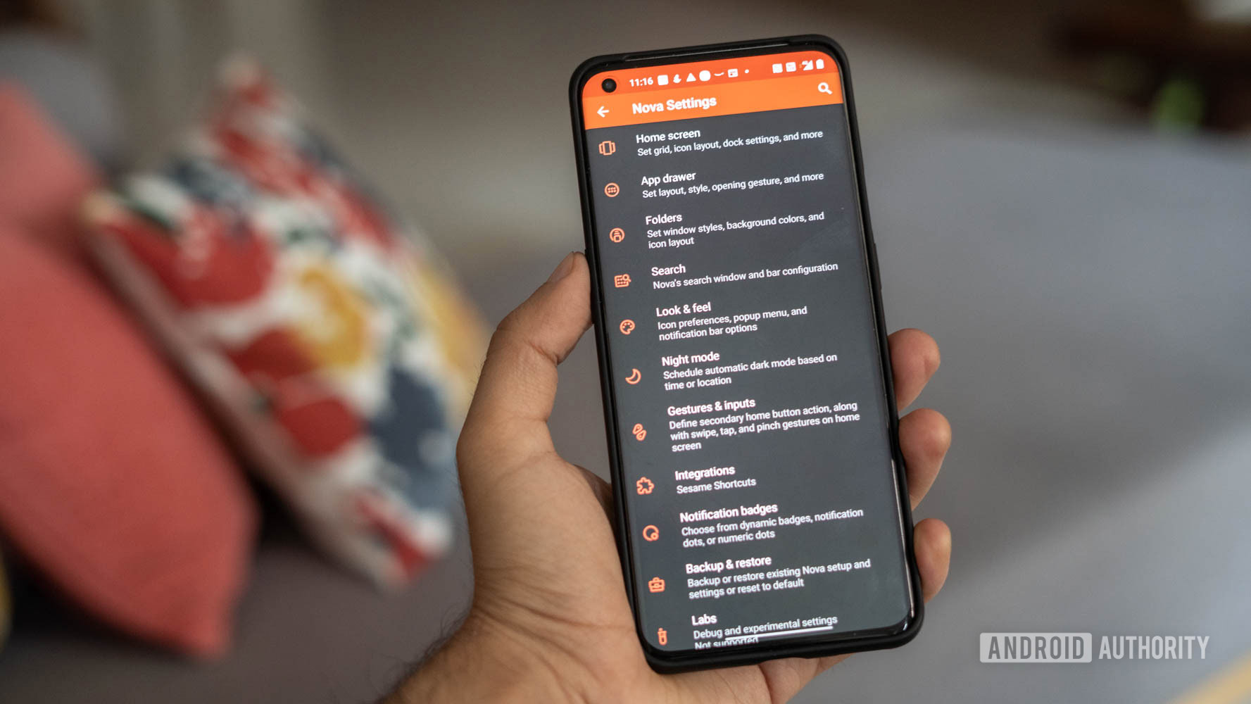 Nova Launcher mostrando a página de configurações
