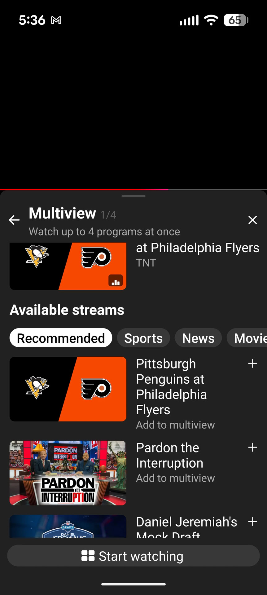 YouTube TV no celular Lançamento de multivisualização totalmente personalizável