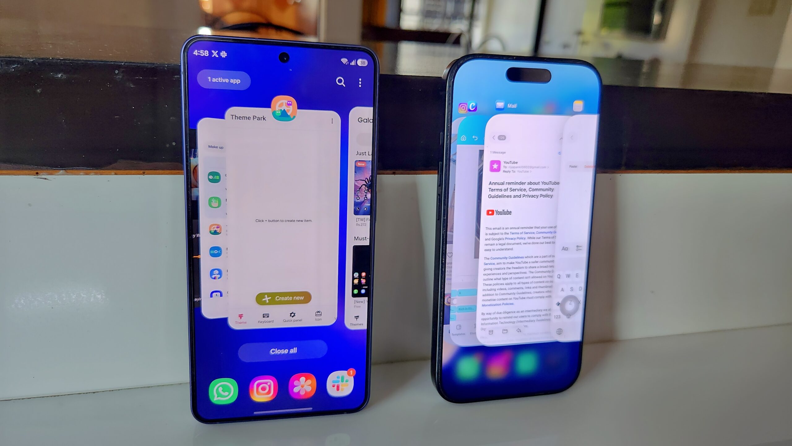 iPhone e Android mostrando tela de aplicativos recentes