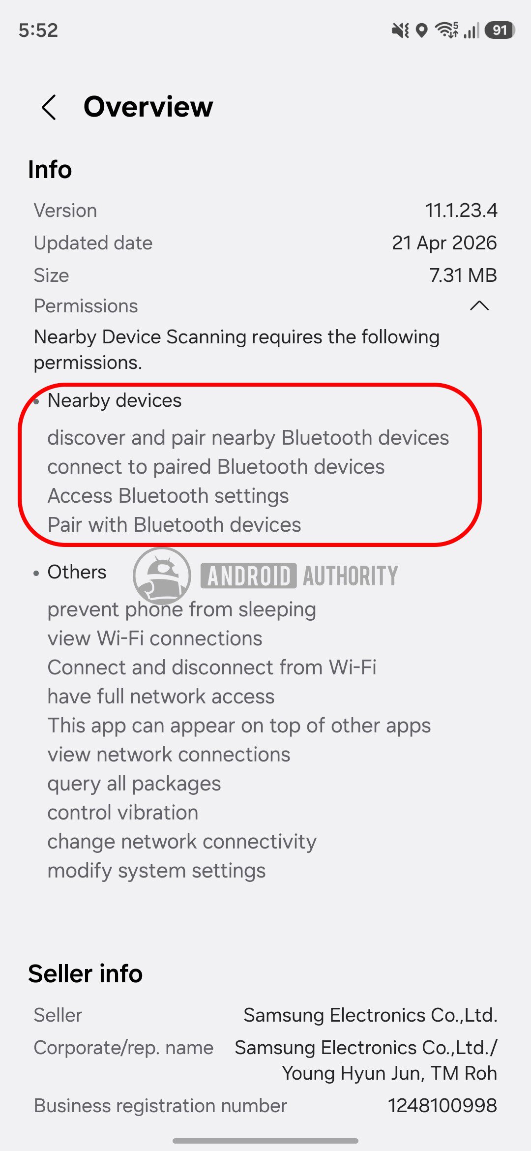 Digitalização de dispositivos Samsung Neaby com marca d'água