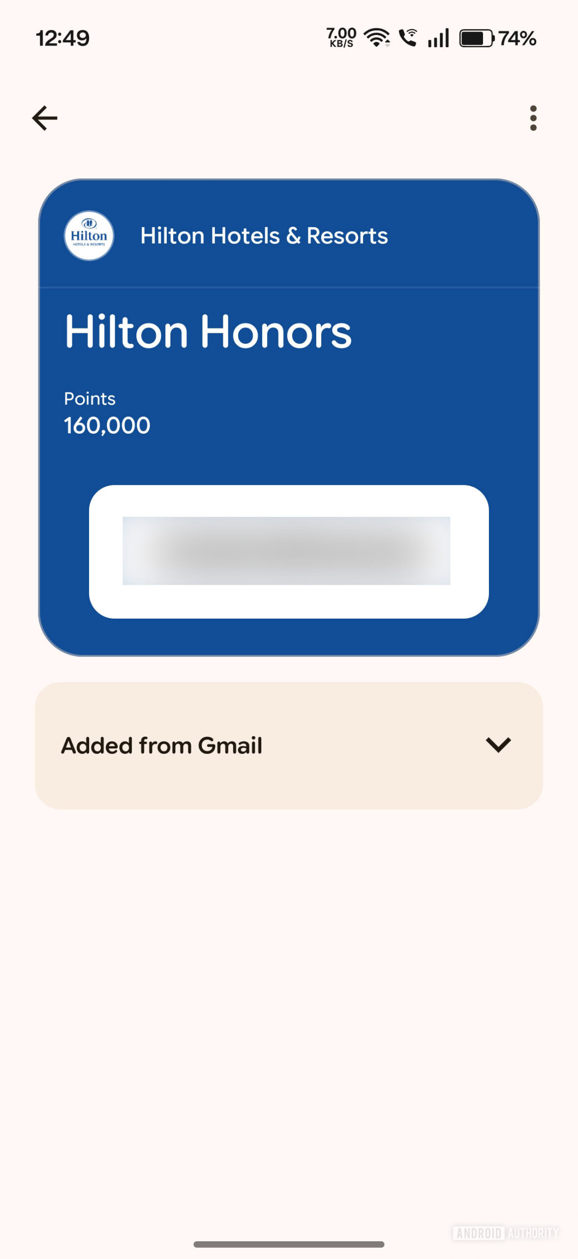 IU do cartão antigo da carteira do Google
