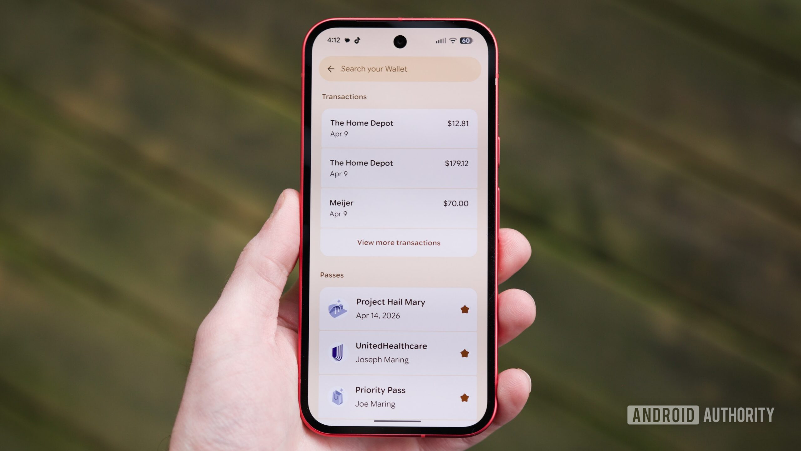 Página Ver mais no aplicativo Google Wallet redesenhado.