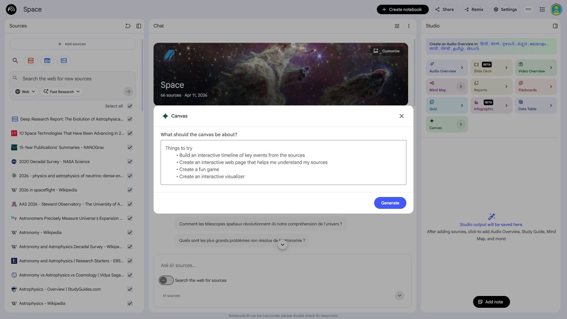 Tela testada em NotebookLM