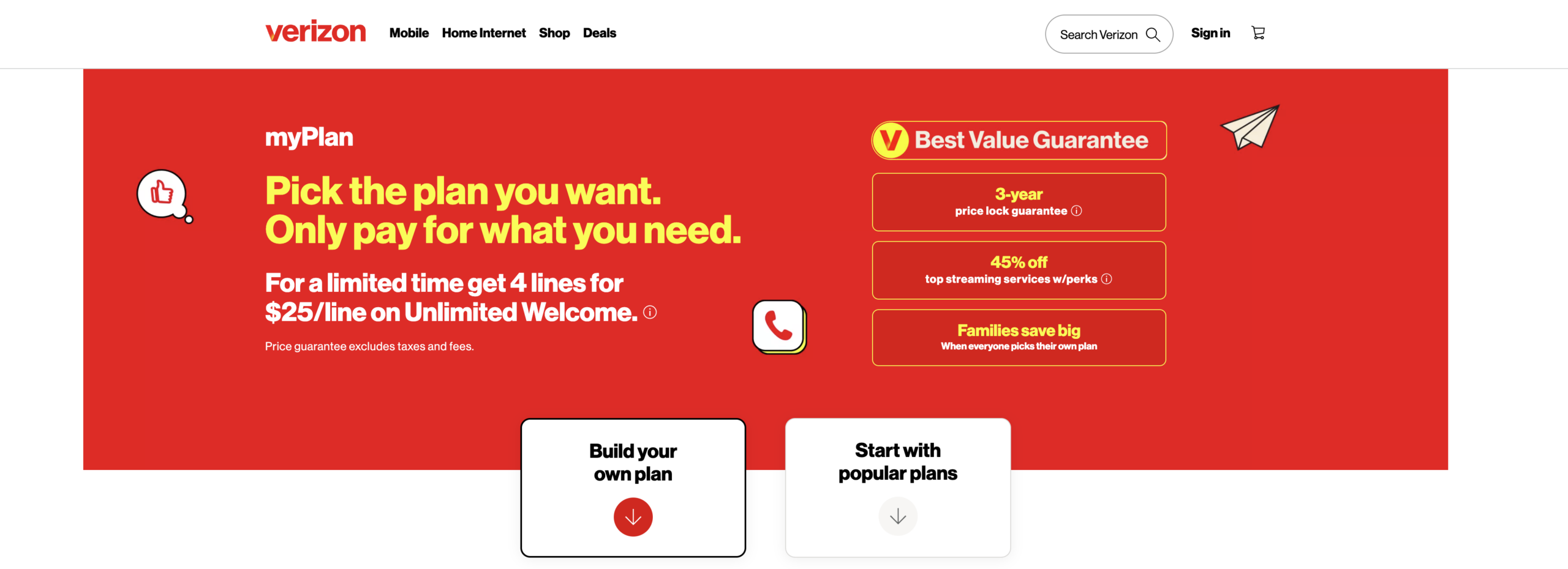boas-vindas ilimitadas da verizon