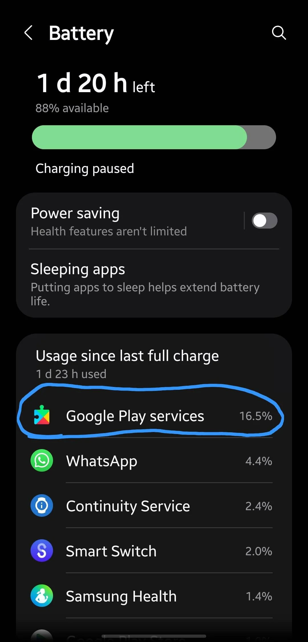 serviços do Google Play esgotando a bateria do Galaxy Watch