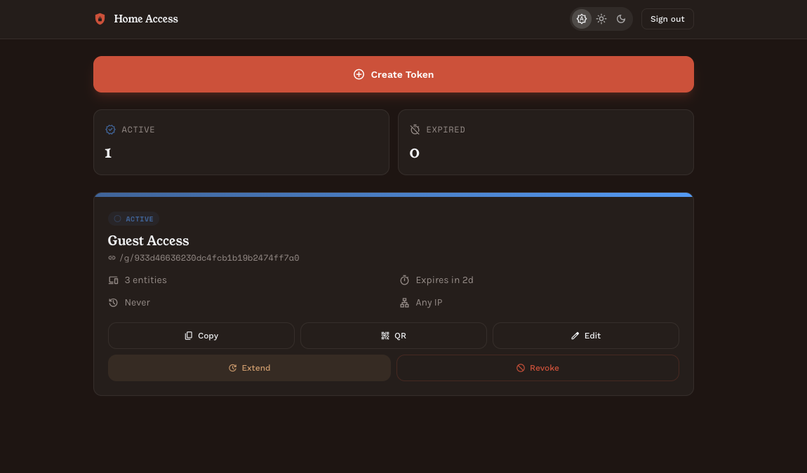Tela do token HA Pass Tela do token HA Pass